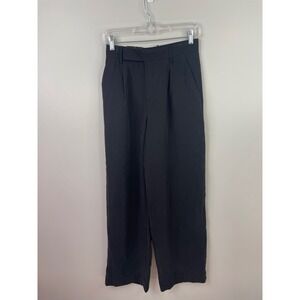 Banana Republic Petite Black Wide Leg Pleated Trousers Pants 2P 534929-01 NWT